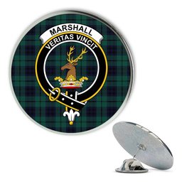 ScotsTee Shop Scottish Marshall Modern Metal Tartan Lapel Pin Scottish Clan Crest Badge