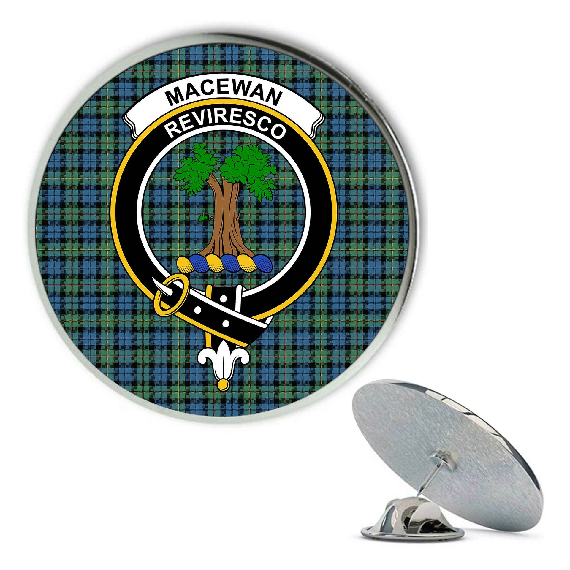 ScotsTee Shop Scottish MacEwen Ancient SC Metal Tartan Lapel Pin Scottish Clan Crest Badge