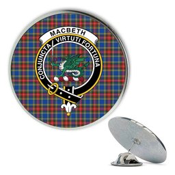 ScotsTee Shop Scottish MacBeth Modern SC Metal Tartan Lapel Pin Scottish Clan Crest Badge