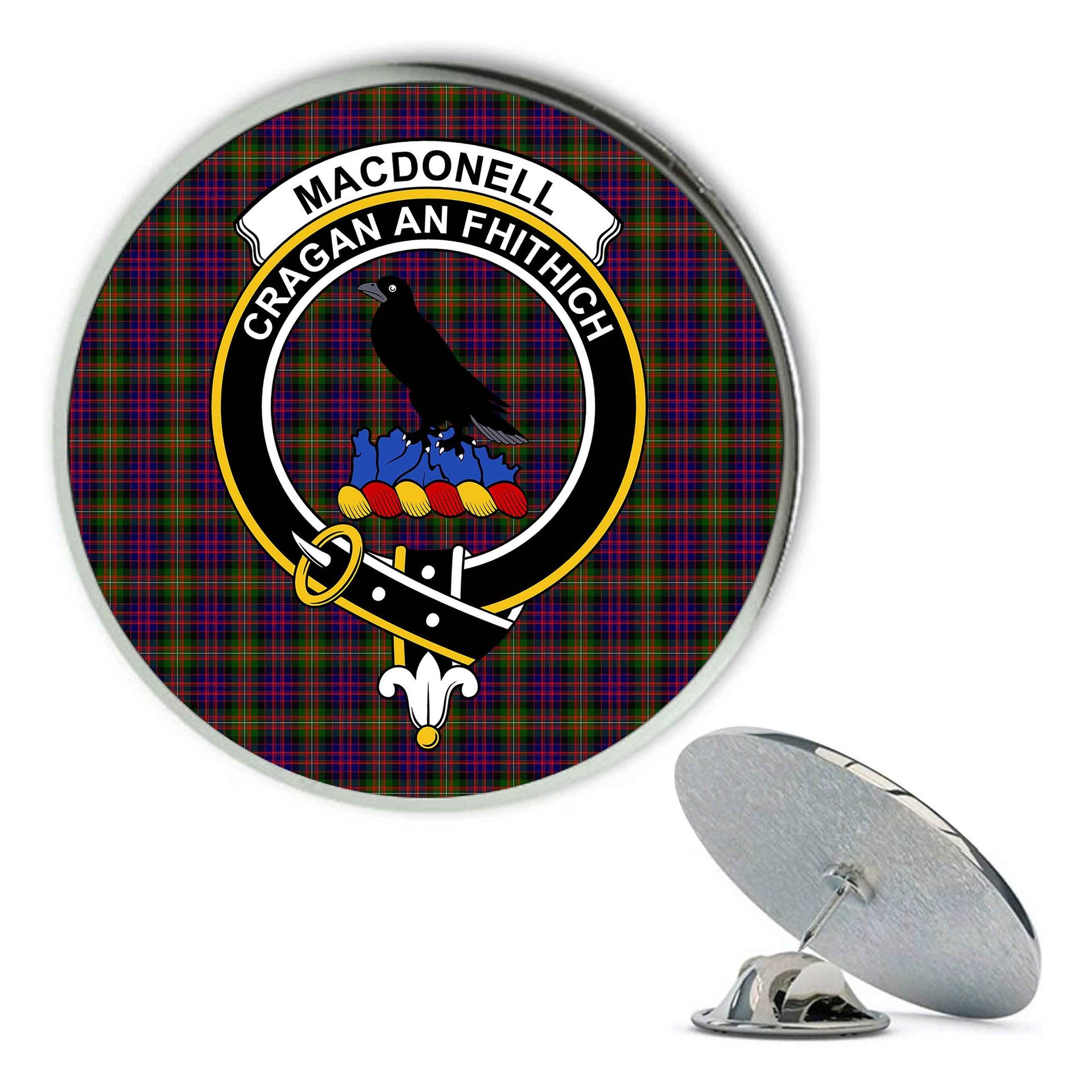ScotsTee Shop Scottish MacDonell Of Glengarry Modern Metal Tartan Lapel Pin Scottish Clan Crest Badge