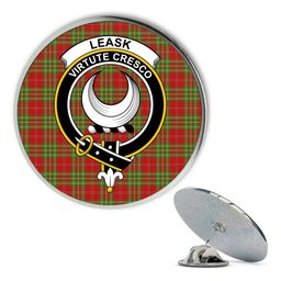 ScotsTee Shop Scottish Leask Modern Metal Tartan Lapel Pin Scottish Clan Crest Badge
