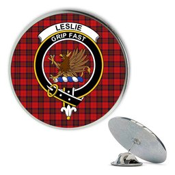 ScotsTee Shop Scottish Leslie Red Modern Metal Tartan Lapel Pin Scottish Clan Crest Badge