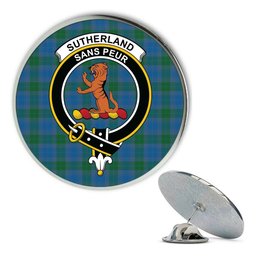 ScotsTee Shop Scottish Sutherland Hunting Ancient Metal Tartan Lapel Pin Scottish Clan Crest Badge