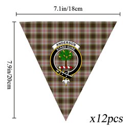 ScotsTee Shop Scottish Anderson Dress Crest Tartan Triangle Flags Tartan Bunting, Pennants (12pcs)