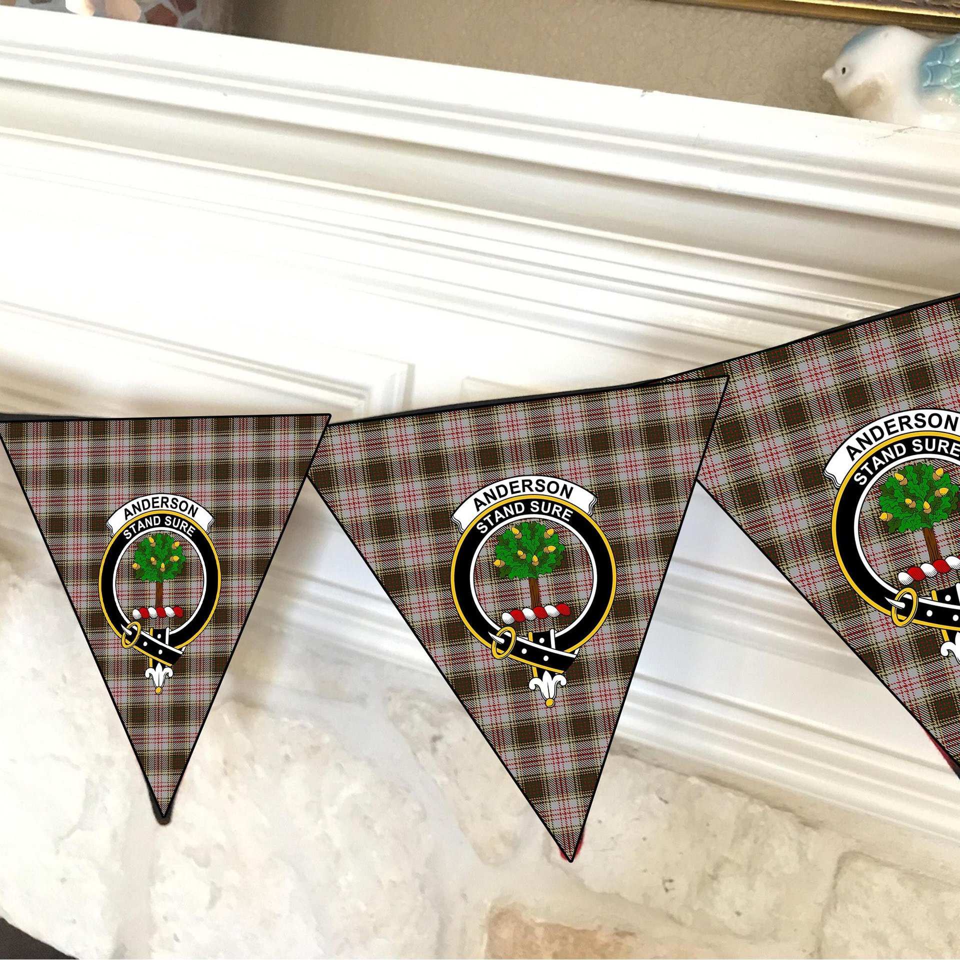 ScotsTee Shop Scottish Anderson Dress Crest Tartan Triangle Flags Tartan Bunting, Pennants (12pcs)