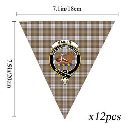 ScotsTee Shop Scottish Baillie Dress Ancient Clan Crest Tartan Triangle Flags Tartan Bunting, Pennants (12pcs)