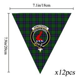 ScotsTee Shop Scottish Armstrong Crest Tartan Triangle Flags Tartan Bunting, Pennants (12pcs)