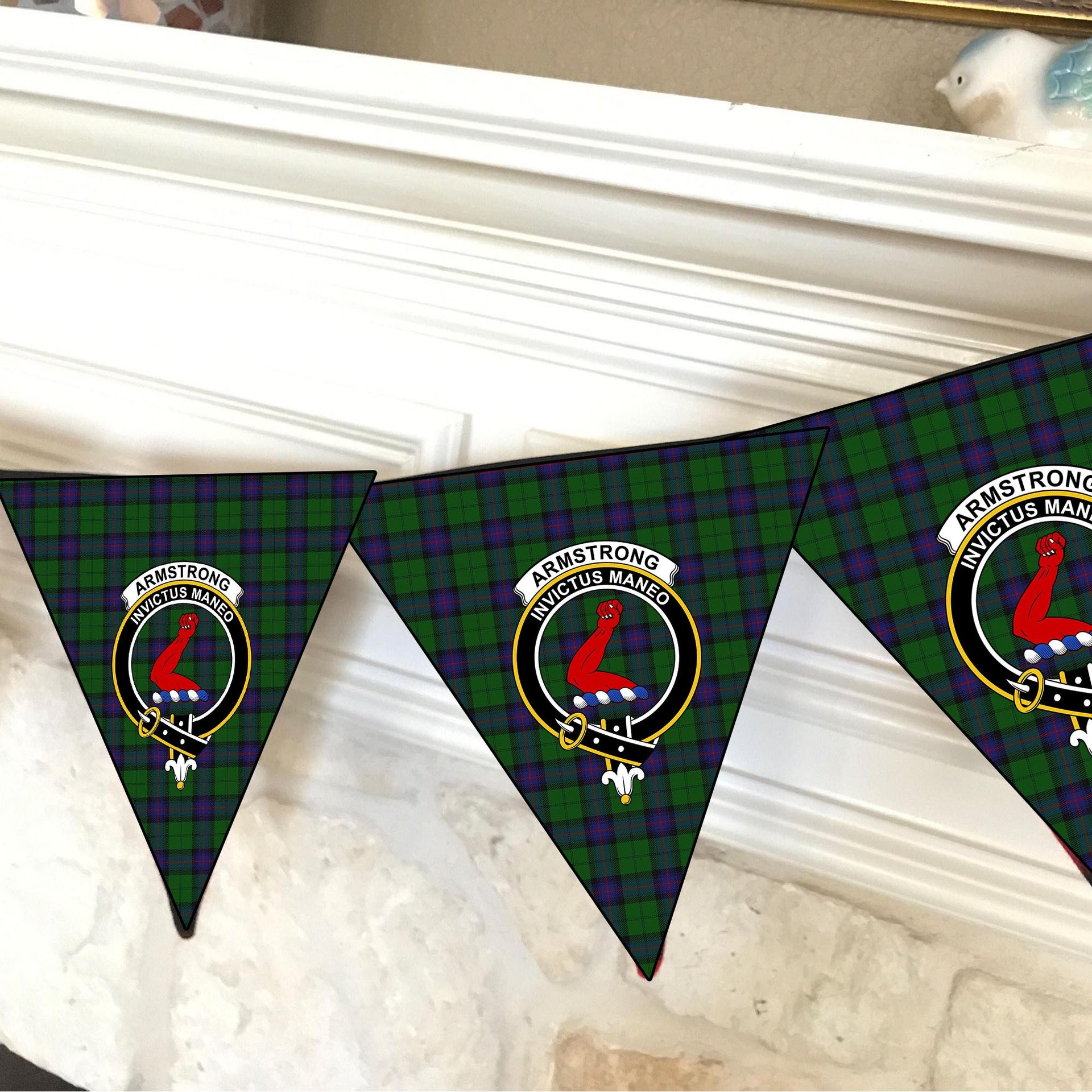 ScotsTee Shop Scottish Armstrong Crest Tartan Triangle Flags Tartan Bunting, Pennants (12pcs)