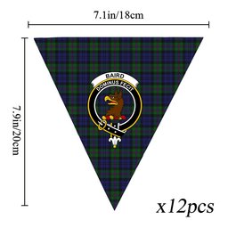 ScotsTee Shop Scottish Baird Modern Crest Tartan Triangle Flags Tartan Bunting, Pennants (12pcs)