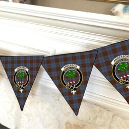 ScotsTee Shop Scottish Anderson MacGregor Hastie 4 Crest Tartan Triangle Flags Tartan Bunting, Pennants (12pcs)