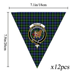 ScotsTee Shop Scottish Baillie Hunting Crest Tartan Triangle Flags Tartan Bunting, Pennants (12pcs)