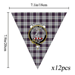 ScotsTee Shop Scottish Alexander of Menstry Dress Crest Tartan Triangle Flags Tartan Bunting, Pennants (12pcs)