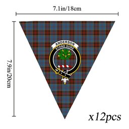 ScotsTee Shop Scottish Anderson MacGregor Hastie 1 Crest Tartan Triangle Flags Tartan Bunting, Pennants (12pcs)