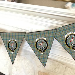 ScotsTee Shop Scottish Balfour Blue Crest Tartan Triangle Flags Tartan Bunting, Pennants (12pcs)