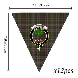 ScotsTee Shop Scottish Anderson of Kinneddar Hunting Crest Tartan Triangle Flags Tartan Bunting, Pennants (12pcs)
