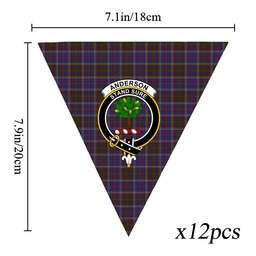 ScotsTee Shop Scottish Anderson W L Anderson, Stirling Crest Tartan Triangle Flags Tartan Bunting, Pennants (12pcs)