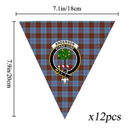 ScotsTee Shop Scottish Anderson Modern Crest Tartan Triangle Flags Tartan Bunting, Pennants (12pcs)