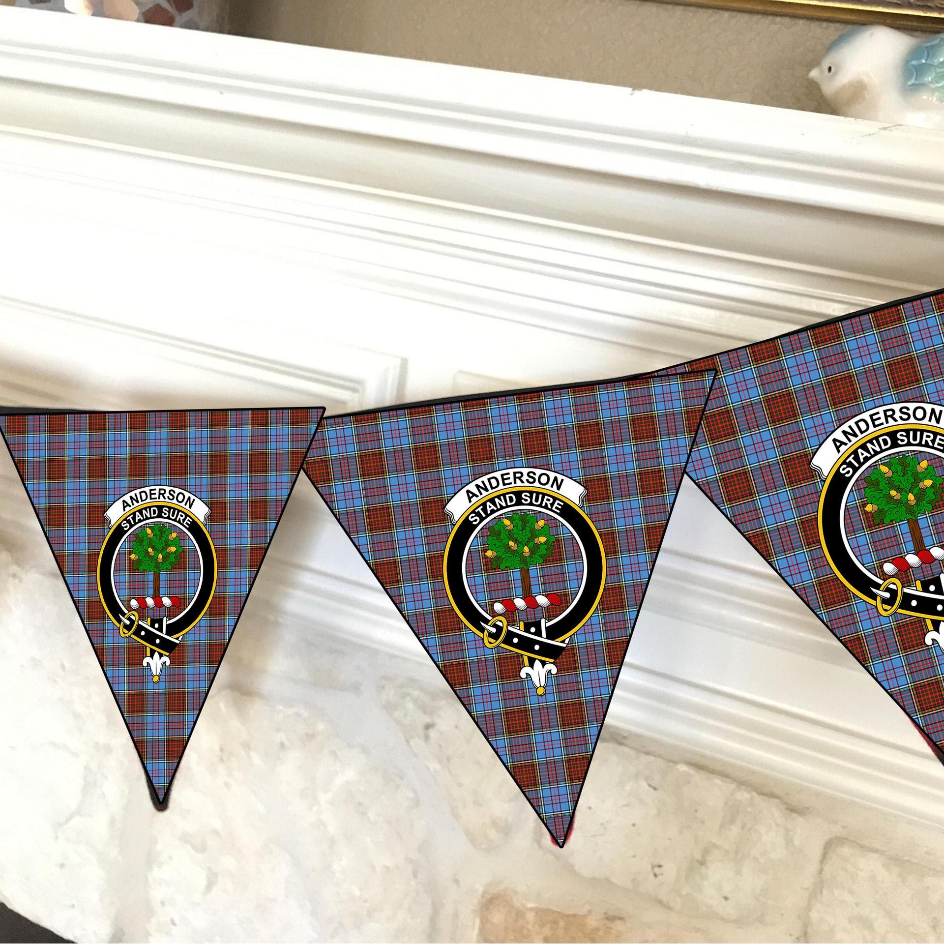 ScotsTee Shop Scottish Anderson Modern Crest Tartan Triangle Flags Tartan Bunting, Pennants (12pcs)