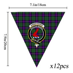 ScotsTee Shop Scottish Armstrong Modern Crest Tartan Triangle Flags Tartan Bunting, Pennants (12pcs)