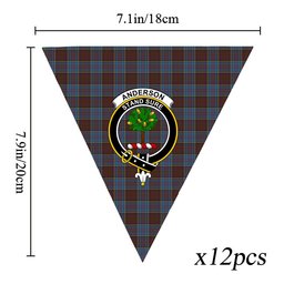 ScotsTee Shop Scottish Anderson Highland Society of London Crest Tartan Triangle Flags Tartan Bunting, Pennants (12pcs)