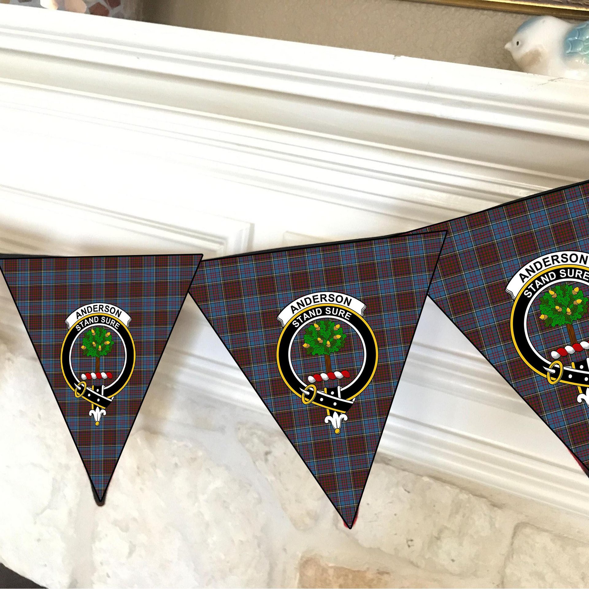 ScotsTee Shop Scottish Anderson Highland Society of London Crest Tartan Triangle Flags Tartan Bunting, Pennants (12pcs)