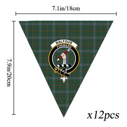 ScotsTee Shop Scottish Balfour Hunting Modern Crest Tartan Triangle Flags Tartan Bunting, Pennants (12pcs)