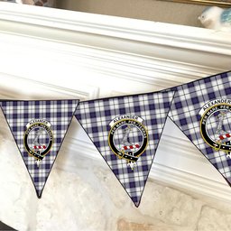 ScotsTee Shop Scottish Alexander of Menstry Dress Modern Crest Tartan Triangle Flags Tartan Bunting, Pennants (12pcs)