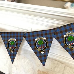 ScotsTee Shop Scottish Anderson Coulson Bonner 2 Crest Tartan Triangle Flags Tartan Bunting, Pennants (12pcs)