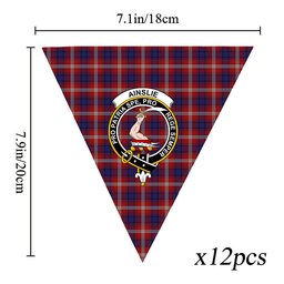 ScotsTee Shop Scottish Ainslie Crest Tartan Triangle Flags Tartan Bunting, Pennants (12pcs)
