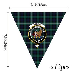 ScotsTee Shop Scottish Baillie of Polkemmet Modern Crest Tartan Triangle Flags Tartan Bunting, Pennants (12pcs)