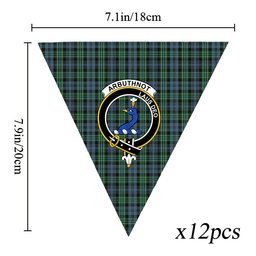 ScotsTee Shop Scottish Arbuthnott - TD Crest Tartan Triangle Flags Tartan Bunting, Pennants (12pcs)
