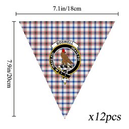ScotsTee Shop Scottish Boswell Dress Modern Crest Tartan Triangle Flags Tartan Bunting, Pennants (12pcs)