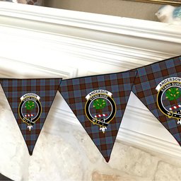 ScotsTee Shop Scottish Anderson MacGregor Hastie 3 Crest Tartan Triangle Flags Tartan Bunting, Pennants (12pcs)