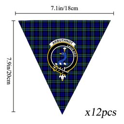 ScotsTee Shop Scottish Arbuthnot Modern Crest Tartan Triangle Flags Tartan Bunting, Pennants (12pcs)