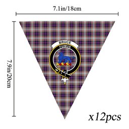 ScotsTee Shop Scottish Bruce of Kinnaird Dress (Dance) Crest Tartan Triangle Flags Tartan Bunting, Pennants (12pcs)