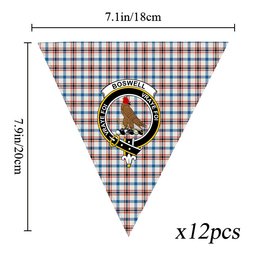 ScotsTee Shop Scottish Boswell Dress Ancient Crest Tartan Triangle Flags Tartan Bunting, Pennants (12pcs)