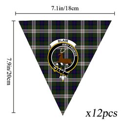ScotsTee Shop Scottish Blair Dress Crest Tartan Triangle Flags Tartan Bunting, Pennants (12pcs)