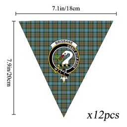 ScotsTee Shop Scottish Brisbane Modern Crest Tartan Triangle Flags Tartan Bunting, Pennants (12pcs)