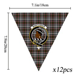 ScotsTee Shop Scottish Borthwick Dress Crest Tartan Triangle Flags Tartan Bunting, Pennants (12pcs)