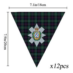 ScotsTee Shop Scottish Black Watch Coarse Kilt Modern Crest Tartan Triangle Flags Tartan Bunting, Pennants (12pcs)