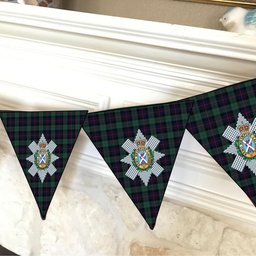 ScotsTee Shop Scottish Black Watch Coarse Kilt Modern Crest Tartan Triangle Flags Tartan Bunting, Pennants (12pcs)