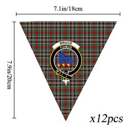 ScotsTee Shop Scottish Bruce of Kinnaird Crest Tartan Triangle Flags Tartan Bunting, Pennants (12pcs)