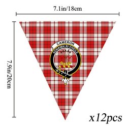 ScotsTee Shop Scottish Cameron Hose Modern Crest Tartan Triangle Flags Tartan Bunting, Pennants (12pcs)
