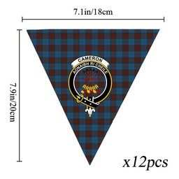 ScotsTee Shop Scottish Cameron Hunting Crest Tartan Triangle Flags Tartan Bunting, Pennants (12pcs)