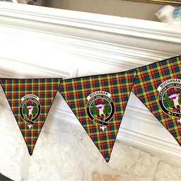 ScotsTee Shop Scottish Buchanan Modern Crest Tartan Triangle Flags Tartan Bunting, Pennants (12pcs)