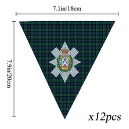ScotsTee Shop Scottish Black Watch #3 Modern Crest Tartan Triangle Flags Tartan Bunting, Pennants (12pcs)