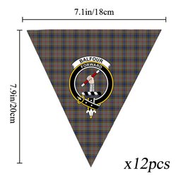 ScotsTee Shop Scottish Balfour Crest Tartan Triangle Flags Tartan Bunting, Pennants (12pcs)