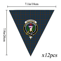 ScotsTee Shop Scottish Buchanan Hunting Modern Crest Tartan Triangle Flags Tartan Bunting, Pennants (12pcs)
