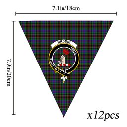 ScotsTee Shop Scottish Brodie Hunting Modern Crest Tartan Triangle Flags Tartan Bunting, Pennants (12pcs)
