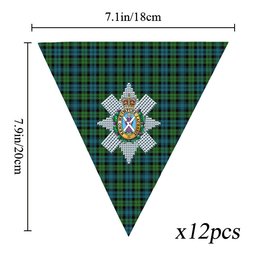 ScotsTee Shop Scottish Black Watch Ancient Clan Crest Tartan Triangle Flags Tartan Bunting, Pennants (12pcs)